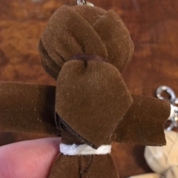 TWO Ninja String Doll Keychain Toys w/Swords Tan/Brown 2.5" x 3" NEW - Picture 7 of 16